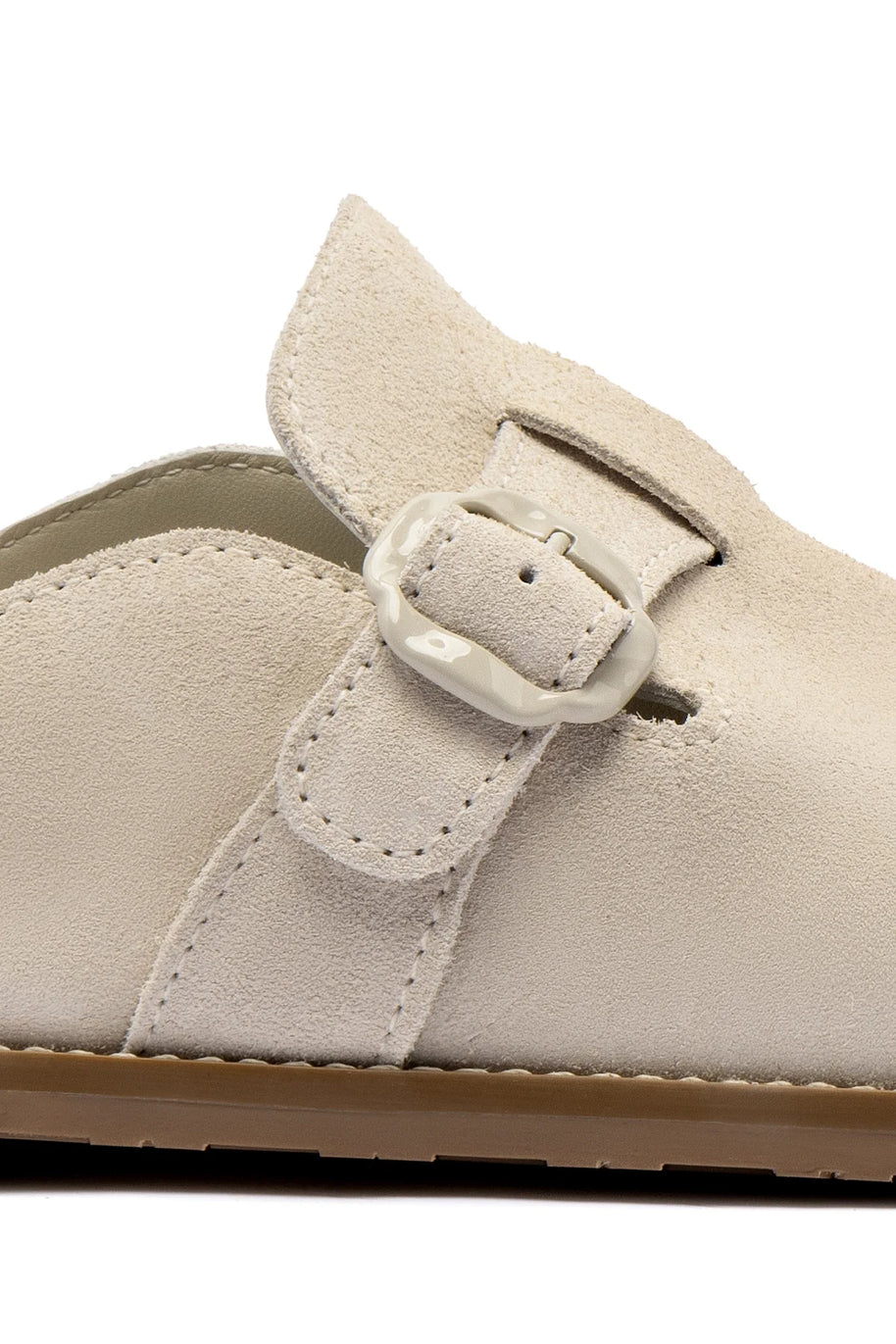 Larroude Milan Clog In Mushroom Grey Suede