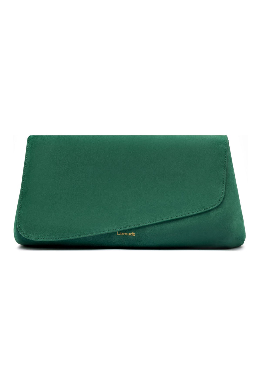 Larroude Venice Flat Mule And Pouch Kit In Emerald Suede