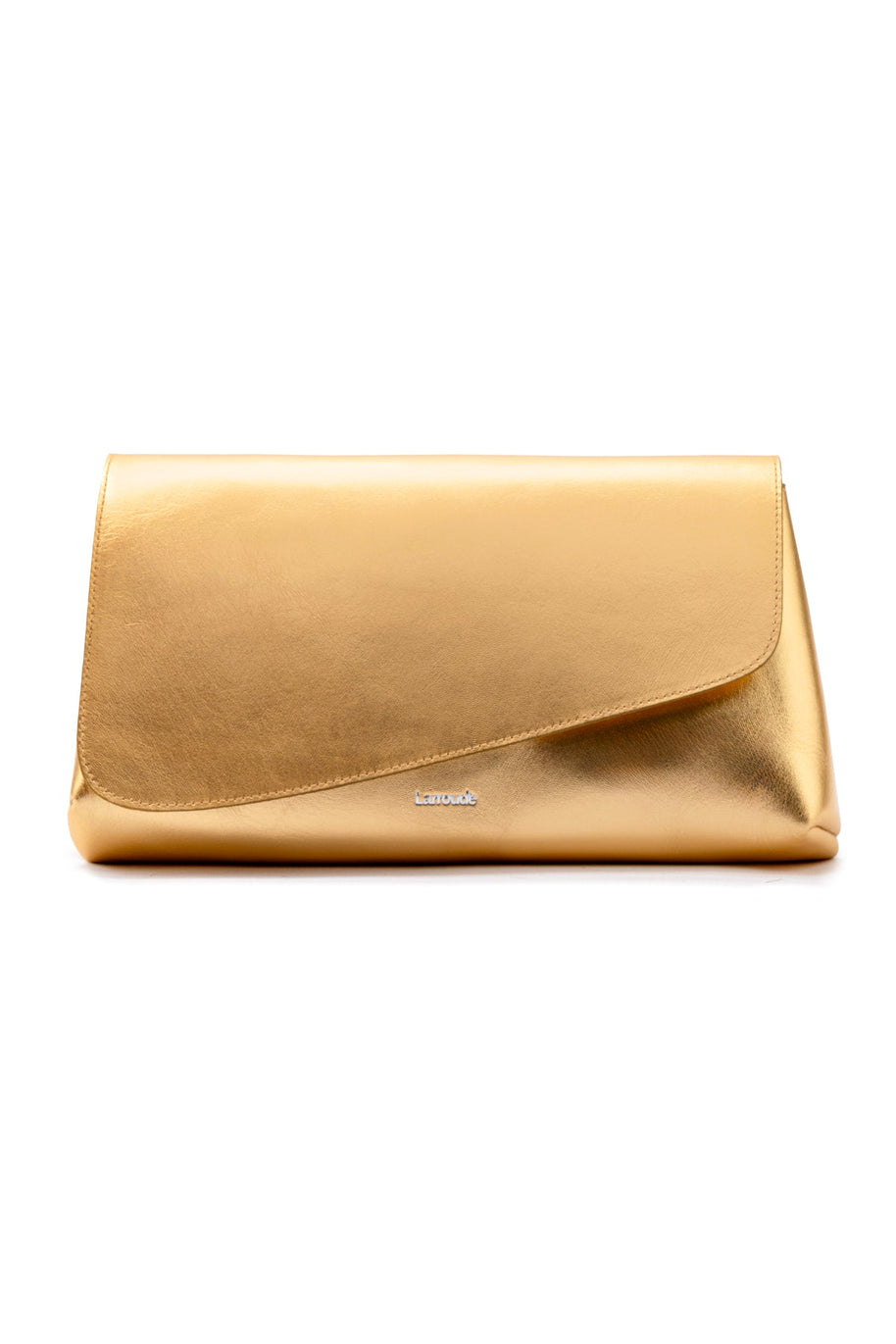 Larroude Venice Flat Mule and Pouch Kit In Gold Metallic Leather