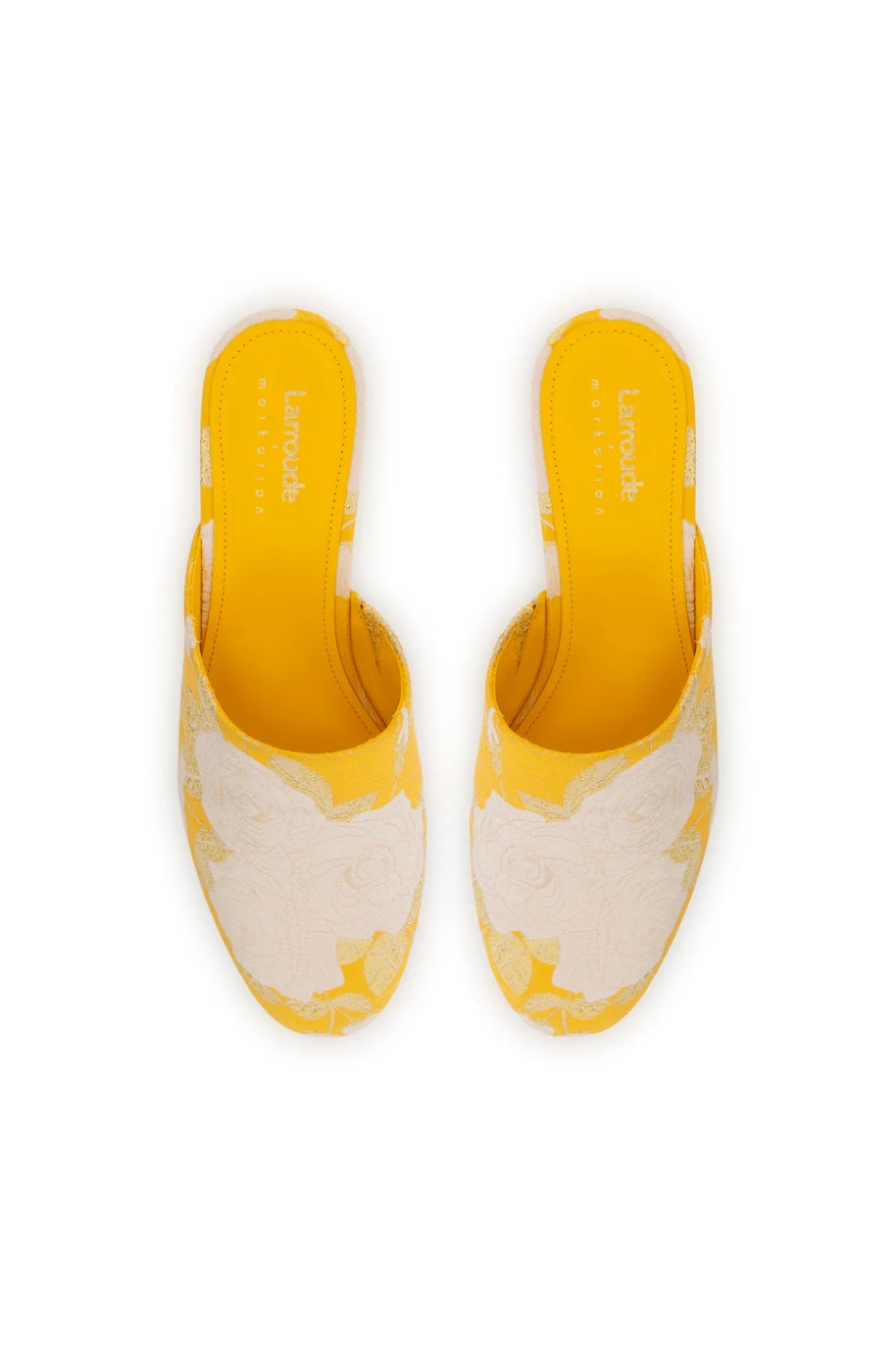 Larroudé X Markarian Venice Wedge In Yellow Floral Brocade