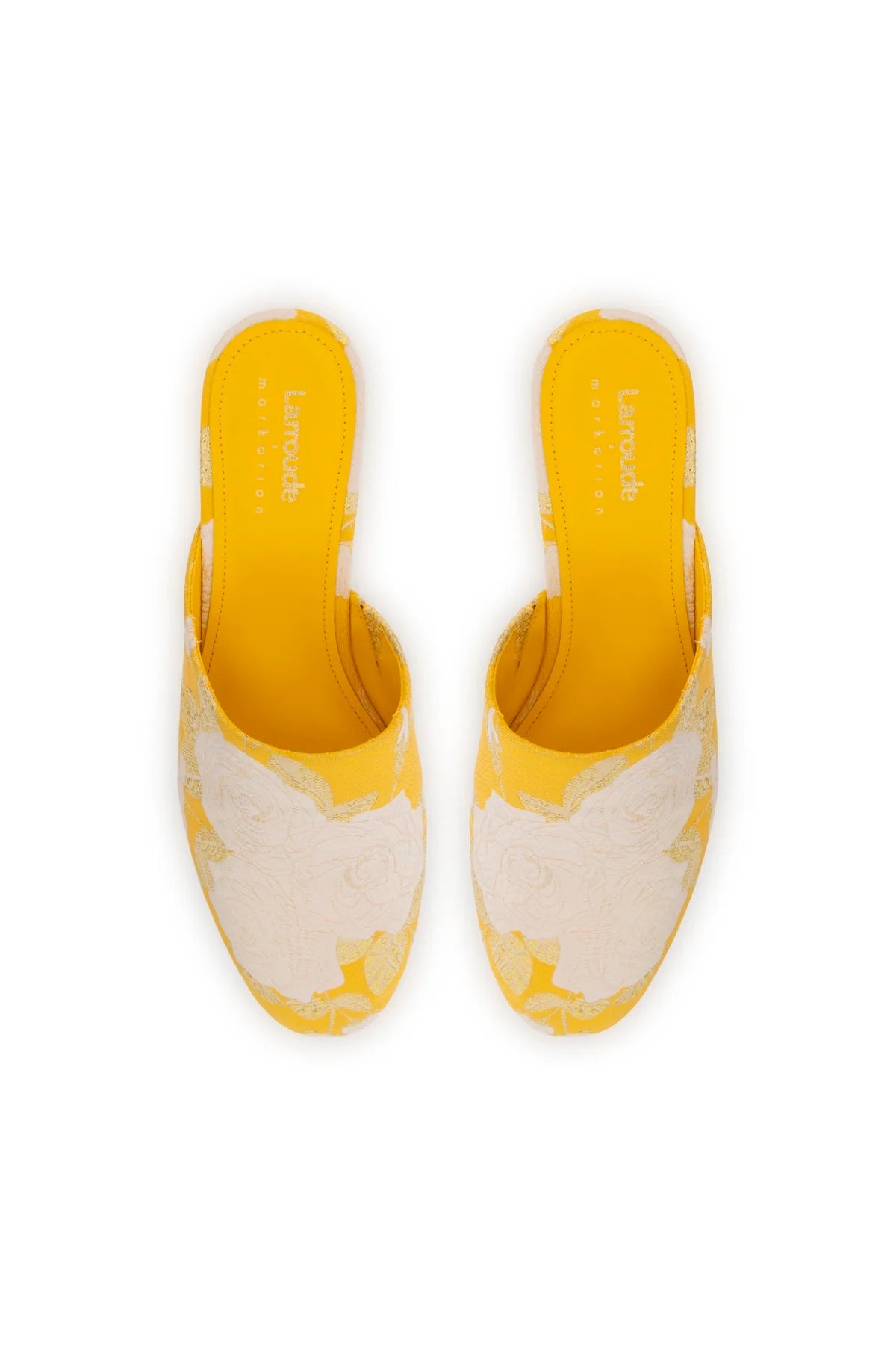 Larroudé X Markarian Venice Wedge In Yellow Floral Brocade