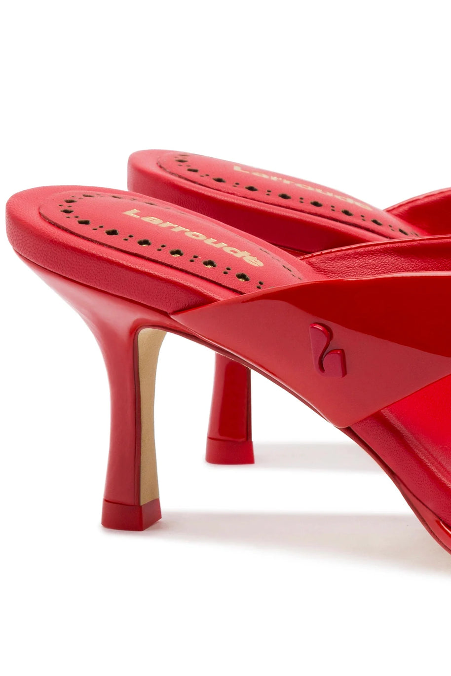 Larroude Gaia Sandal In Scarlet Leather