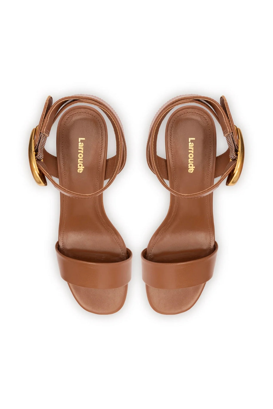 Larroude Dolly Verona Low Sandal In Caramel Leather