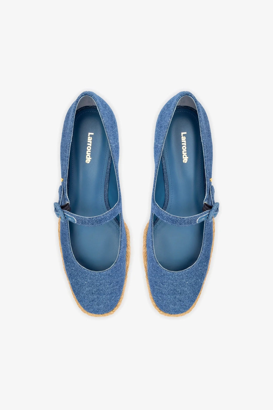 Larroude Blair Flatform In Blue Stoned Denim