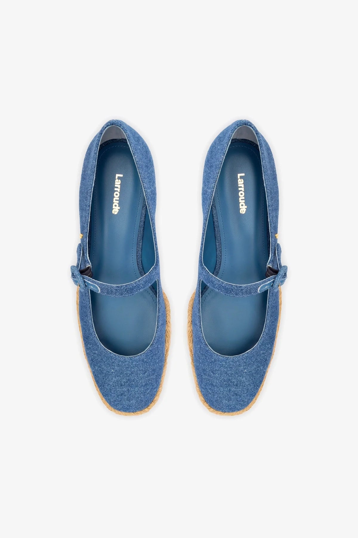 Larroude Blair Flatform In Blue Stoned Denim