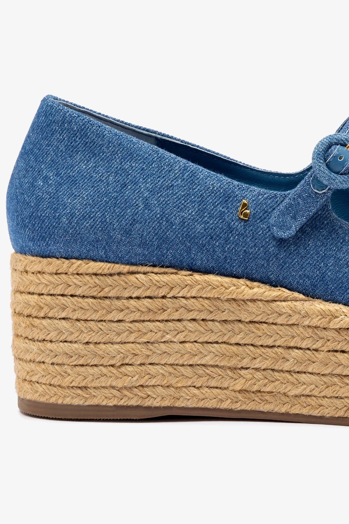 Larroude Blair Flatform In Blue Stoned Denim