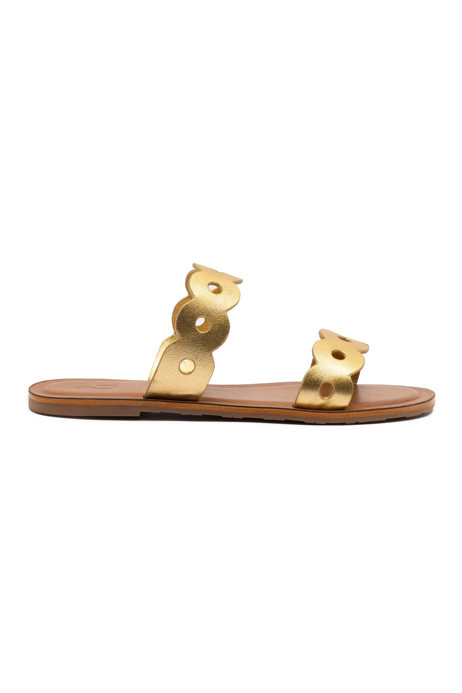 Larroude Florence Flat Mule In Gold Metallic Leather