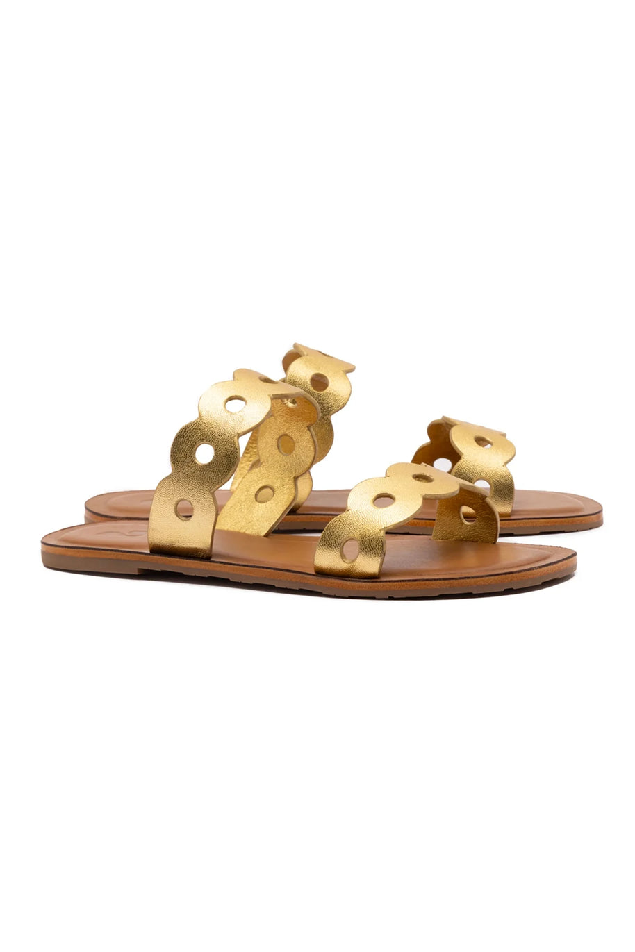 Larroude Florence Flat Mule In Gold Metallic Leather
