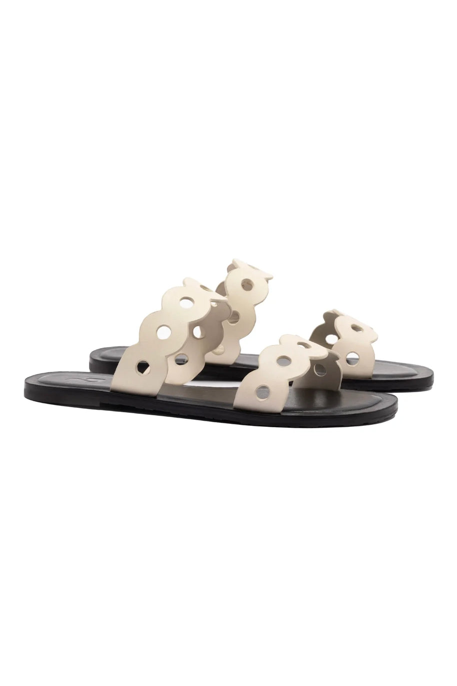 Larroude Florence Flat Mule In Ivory Leather