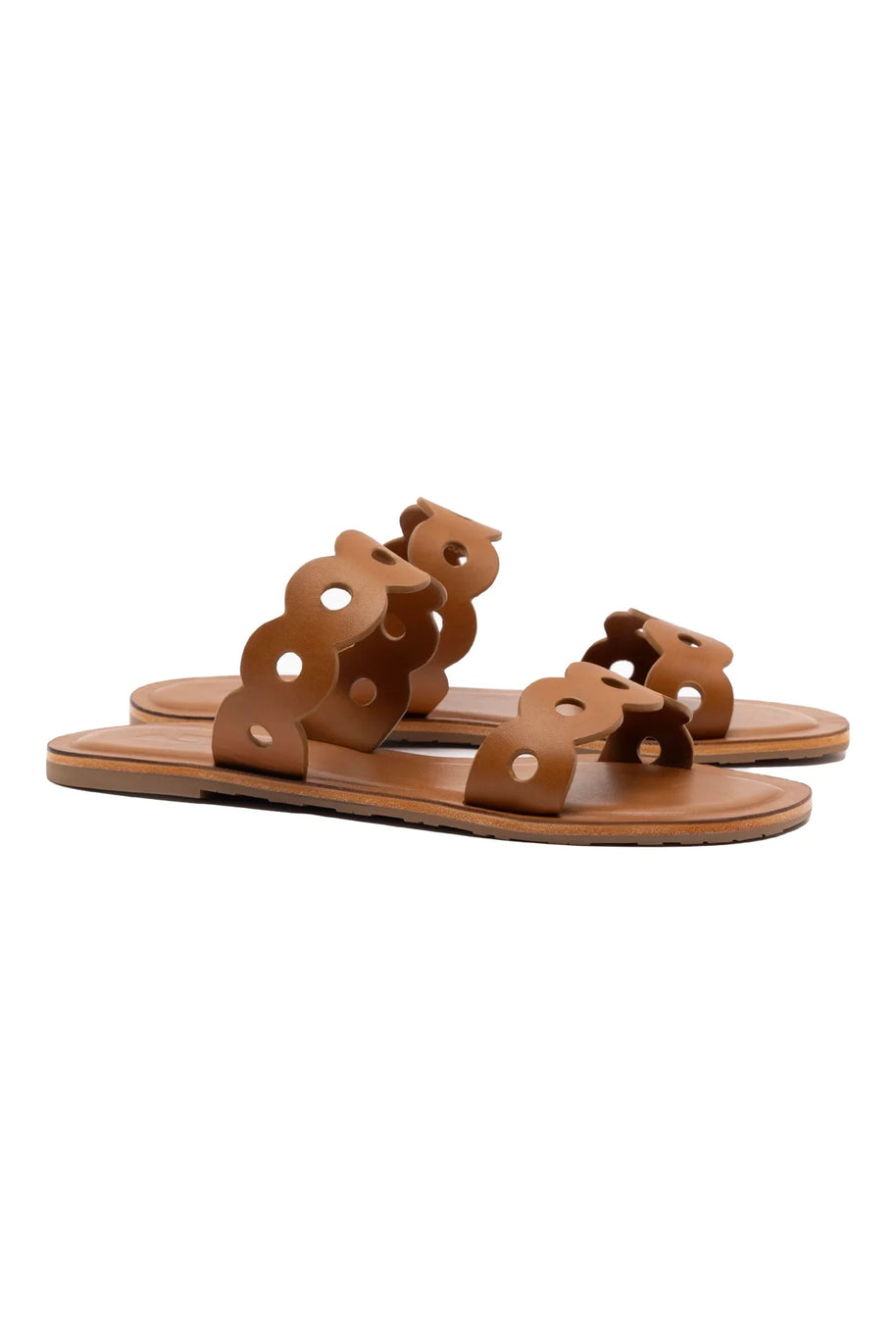 Larroude Florence Flat Mule In Light Caramel Leather