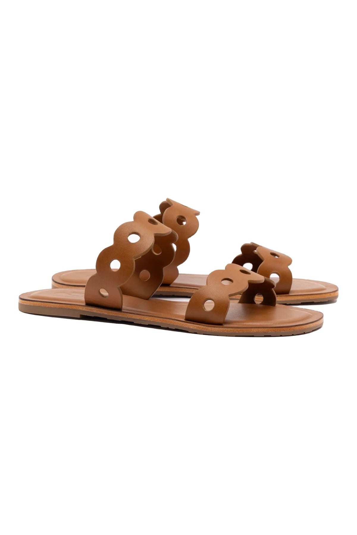 Larroude Florence Flat Mule In Light Caramel Leather