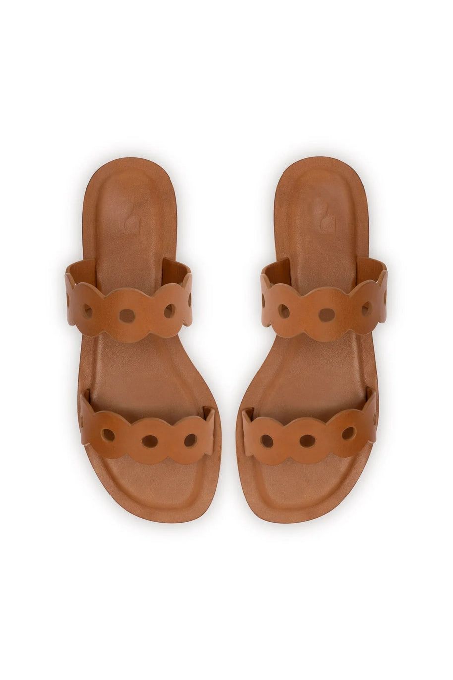Larroude Florence Flat Mule In Light Caramel Leather