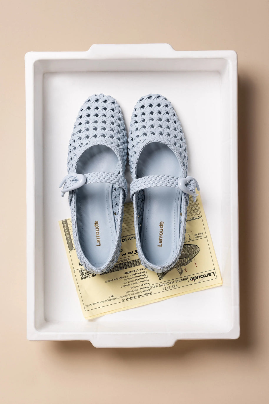Larroude Verona Macrame Ballet Flat In Maya Leather