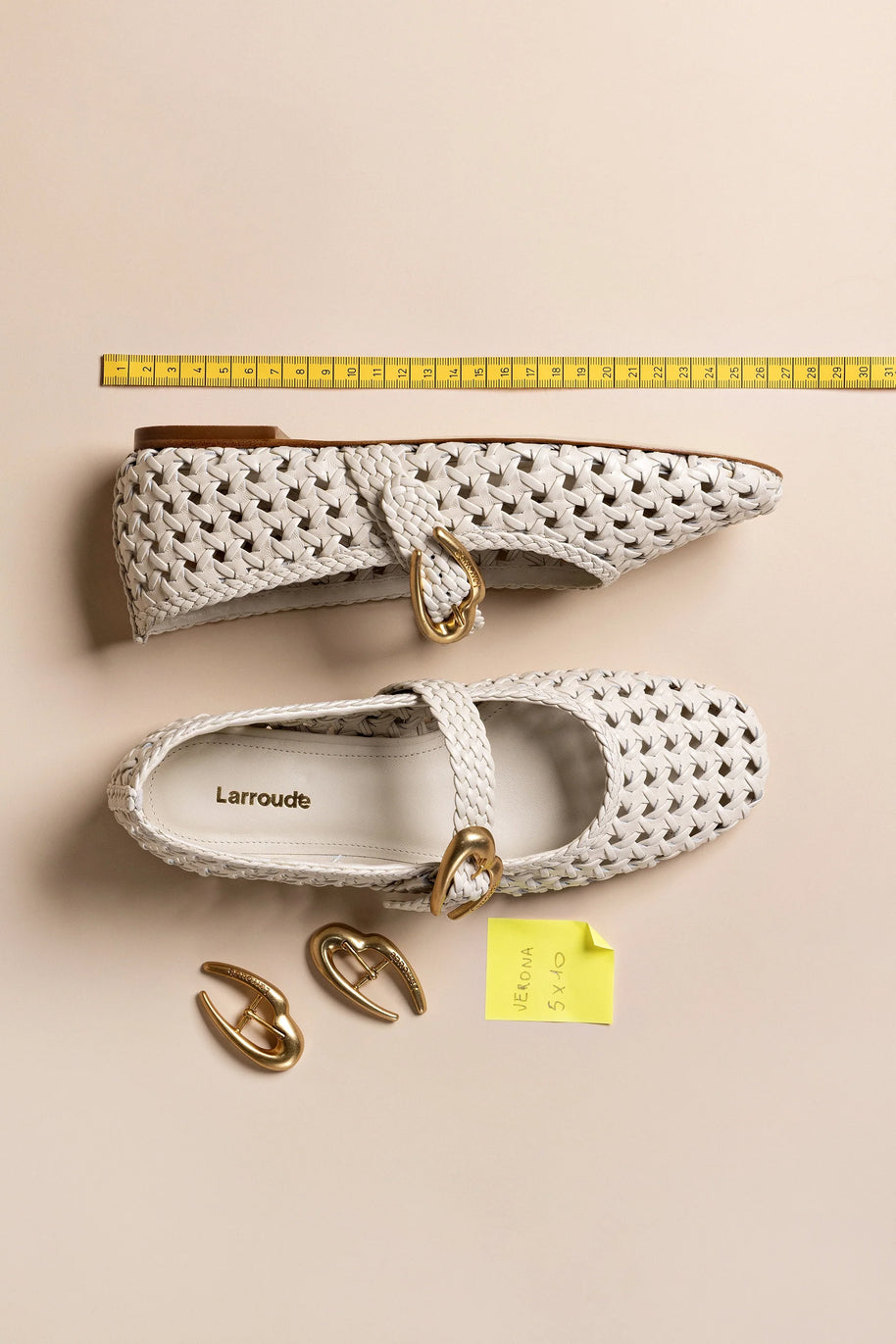 Larroude Verona New Macrame In Ivory Leather