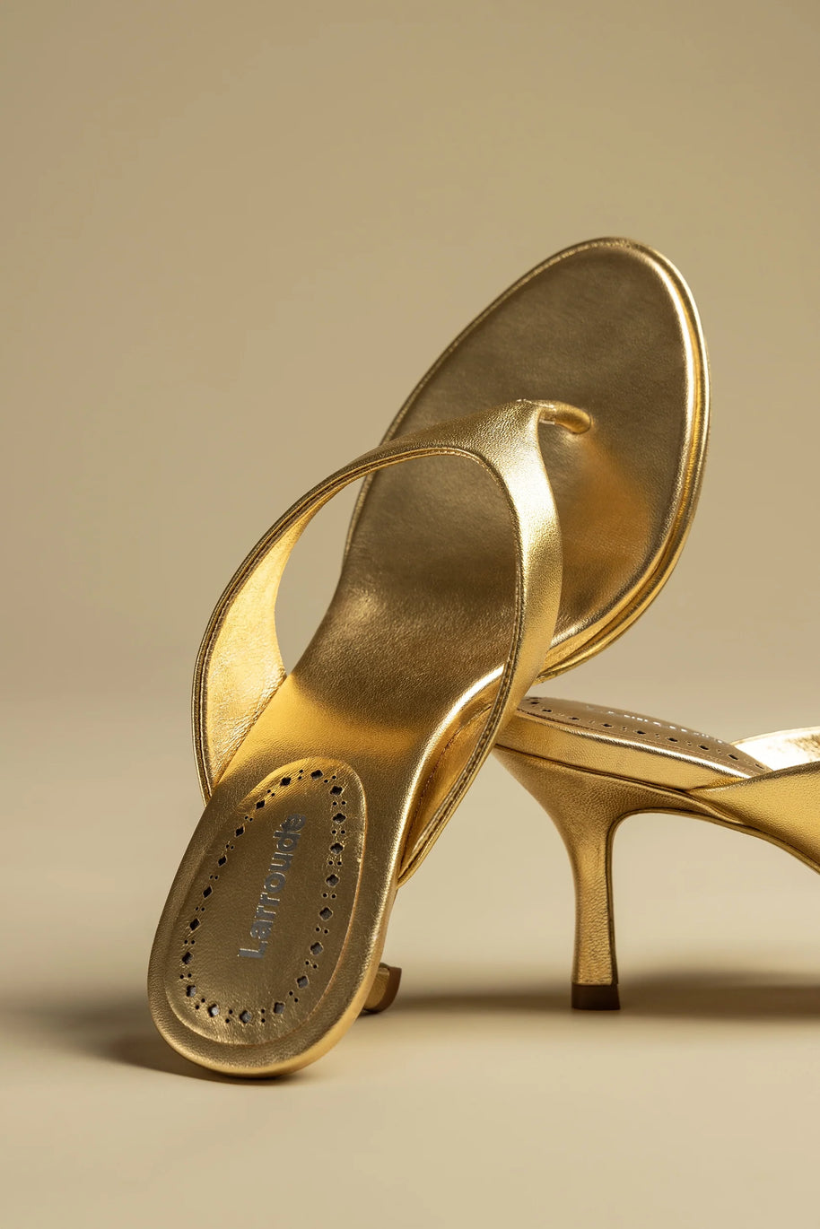 Larroude Gaia Sandal In Gold Metallic Leather