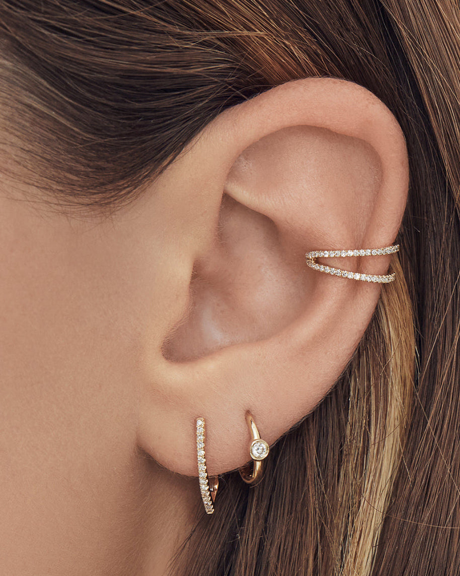 Zoe Lev Diamond Bezel Hoop Earrings