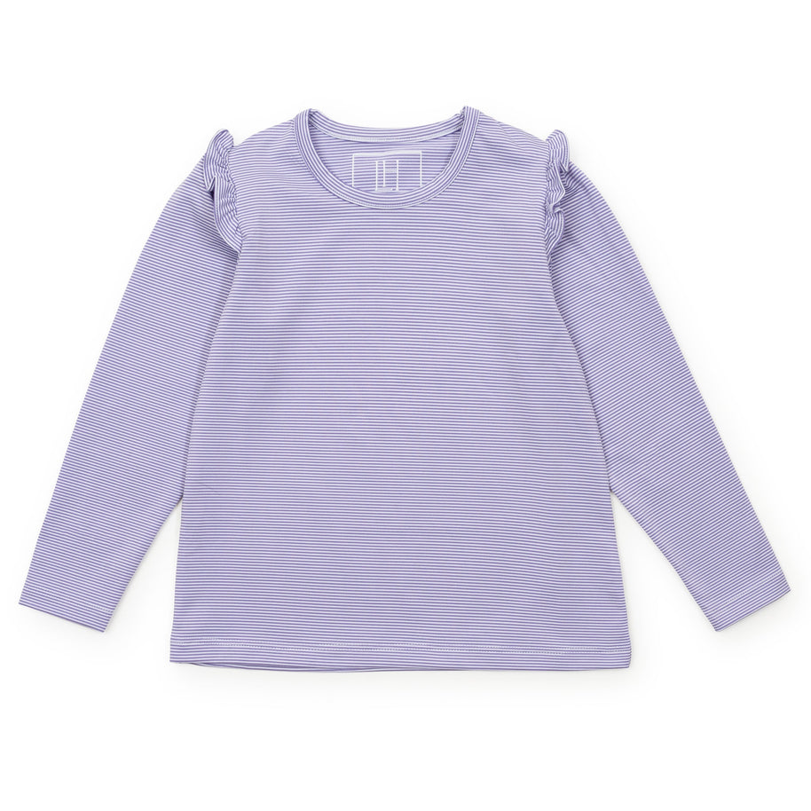 Mia Girls' Longsleeve Performance Top By LH Sport - Purple Stripes