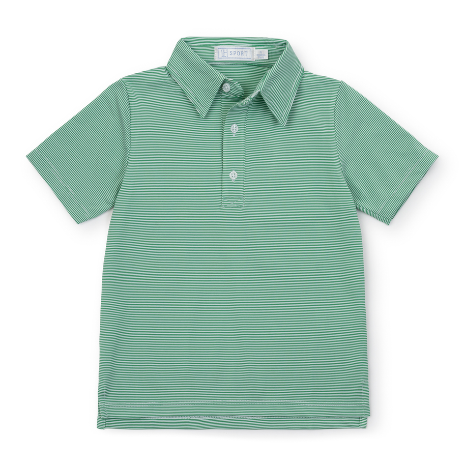 Will Boys' Performance Polo by LH Sport - Green Stripes