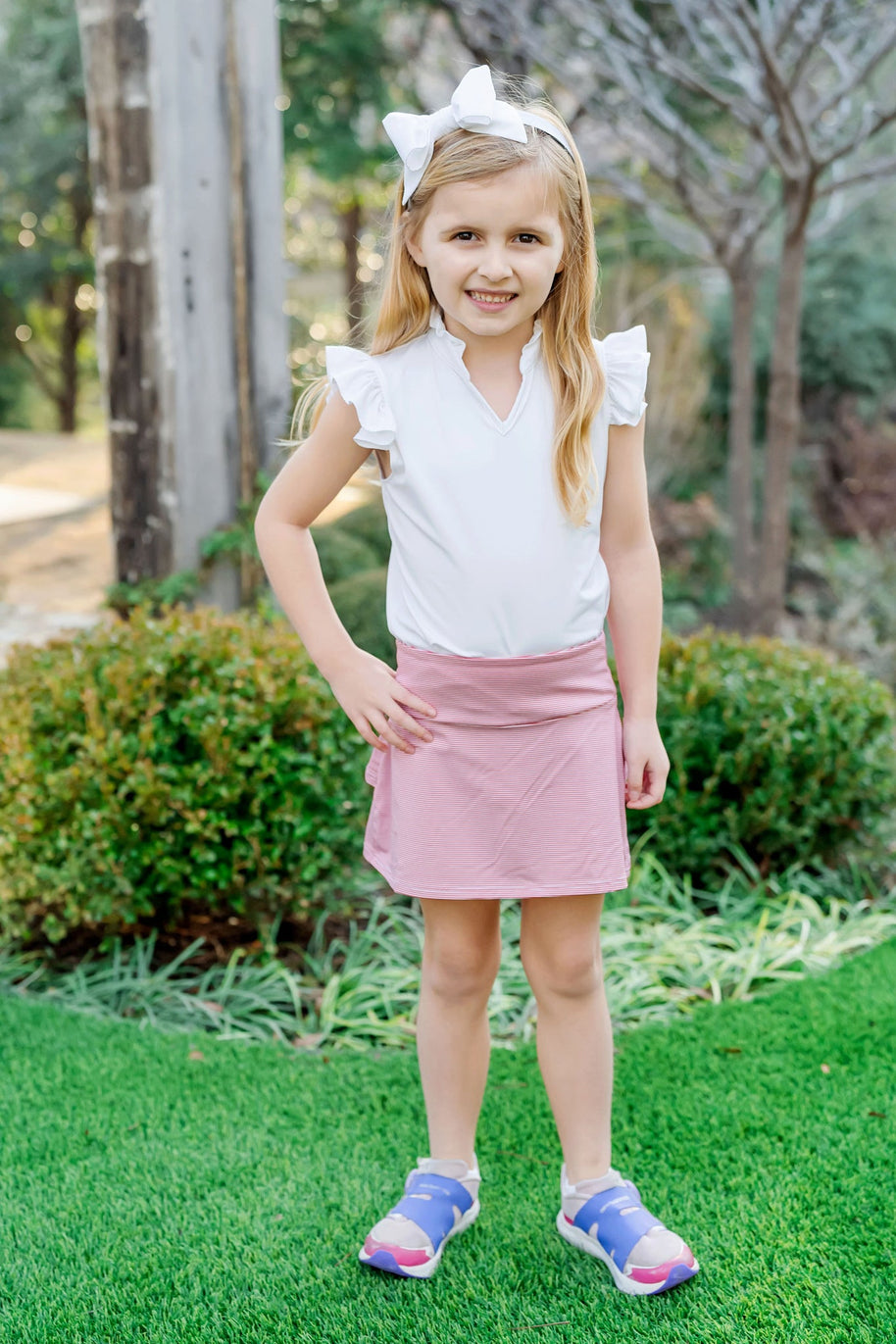 Margot Girls' Performance Skirt by LH Sport - Red Stripes