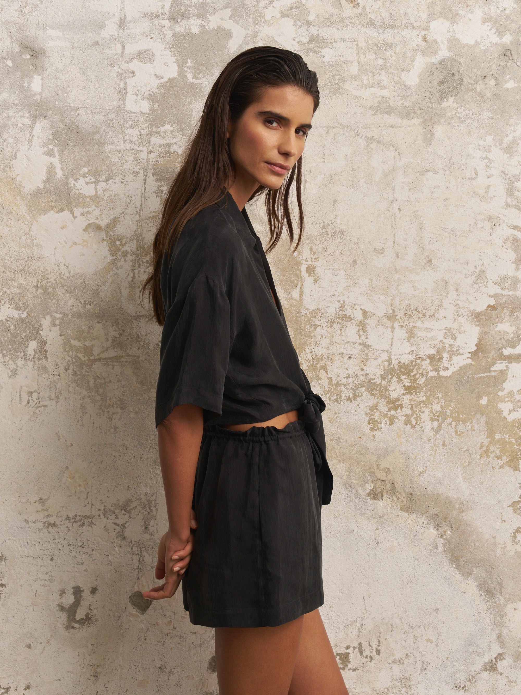 The Handloom Lucid Flow Tie Shorts - Black