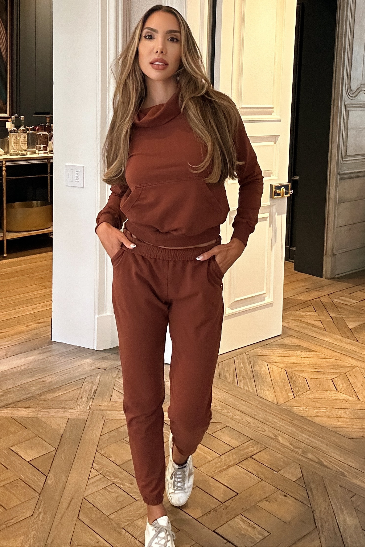 Gianine LUDI EXPRESSO Fleece Pullover Mock Neck Sweatshirt