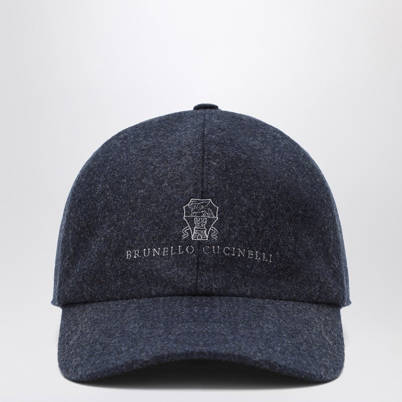 Brunello Cucinelli Grey-blue Wool Baseball Cap