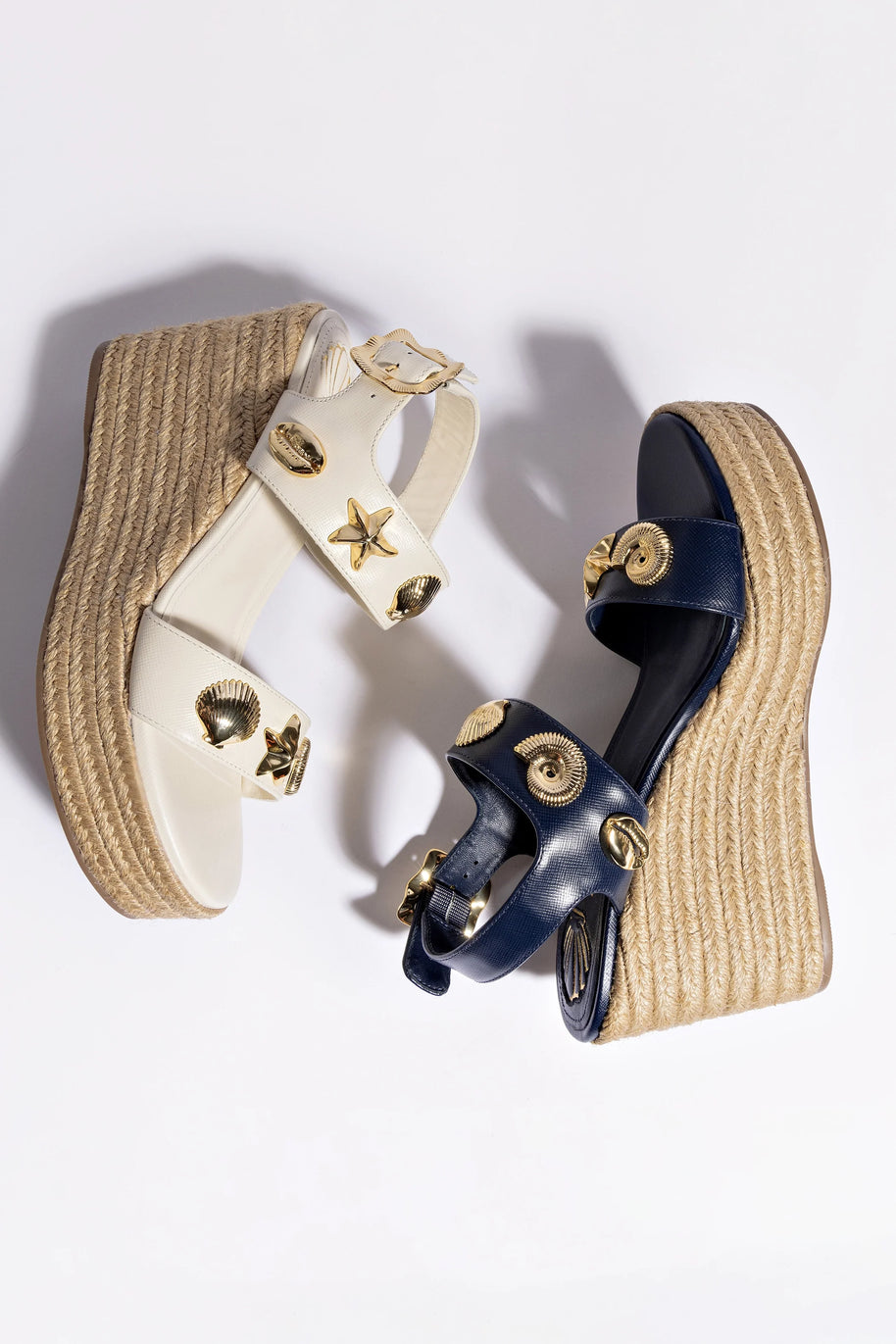 Larroude Madison Hi Espadrille In Navy Saffiano