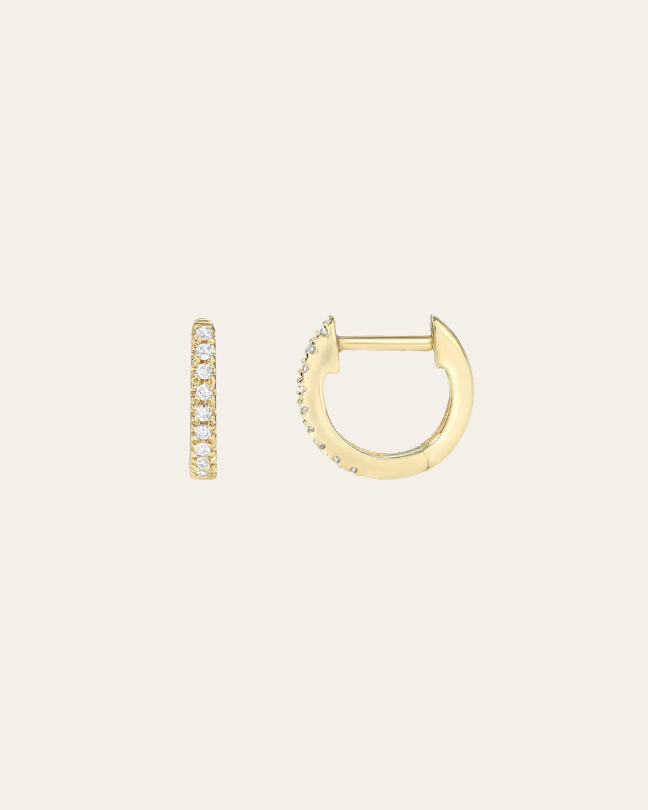 Zoe Lev Mini Diamond Huggie Earrings
