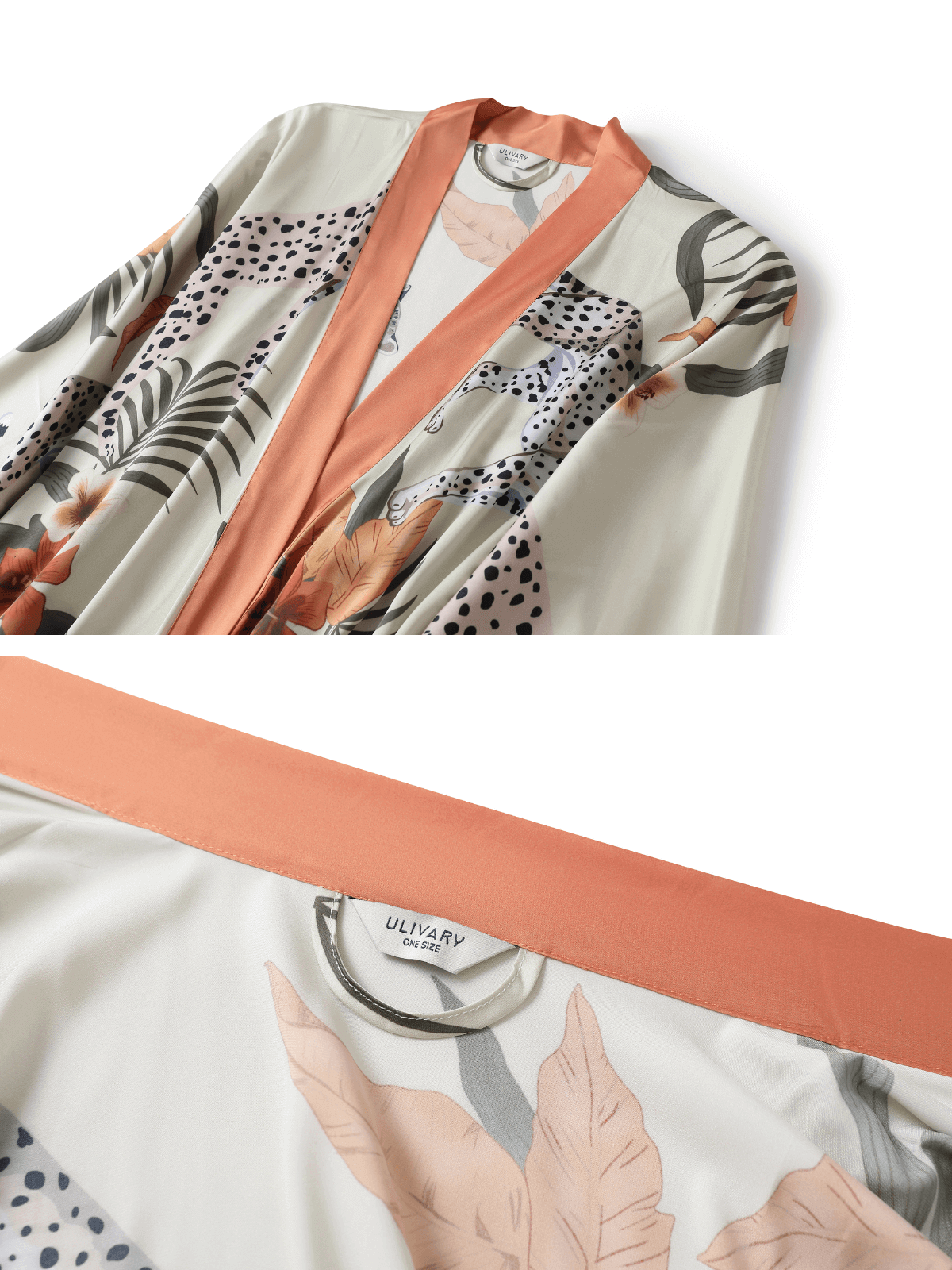 Ulivary Orange Leopard Kimono Robe