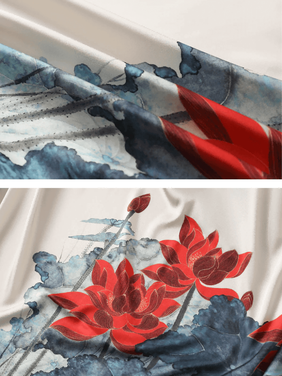 Ulivary Oriental Lotus Kimono Robe