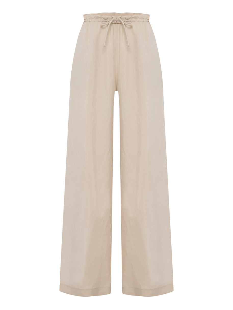 The Handloom Lucid Flow Tie Pants - Sand