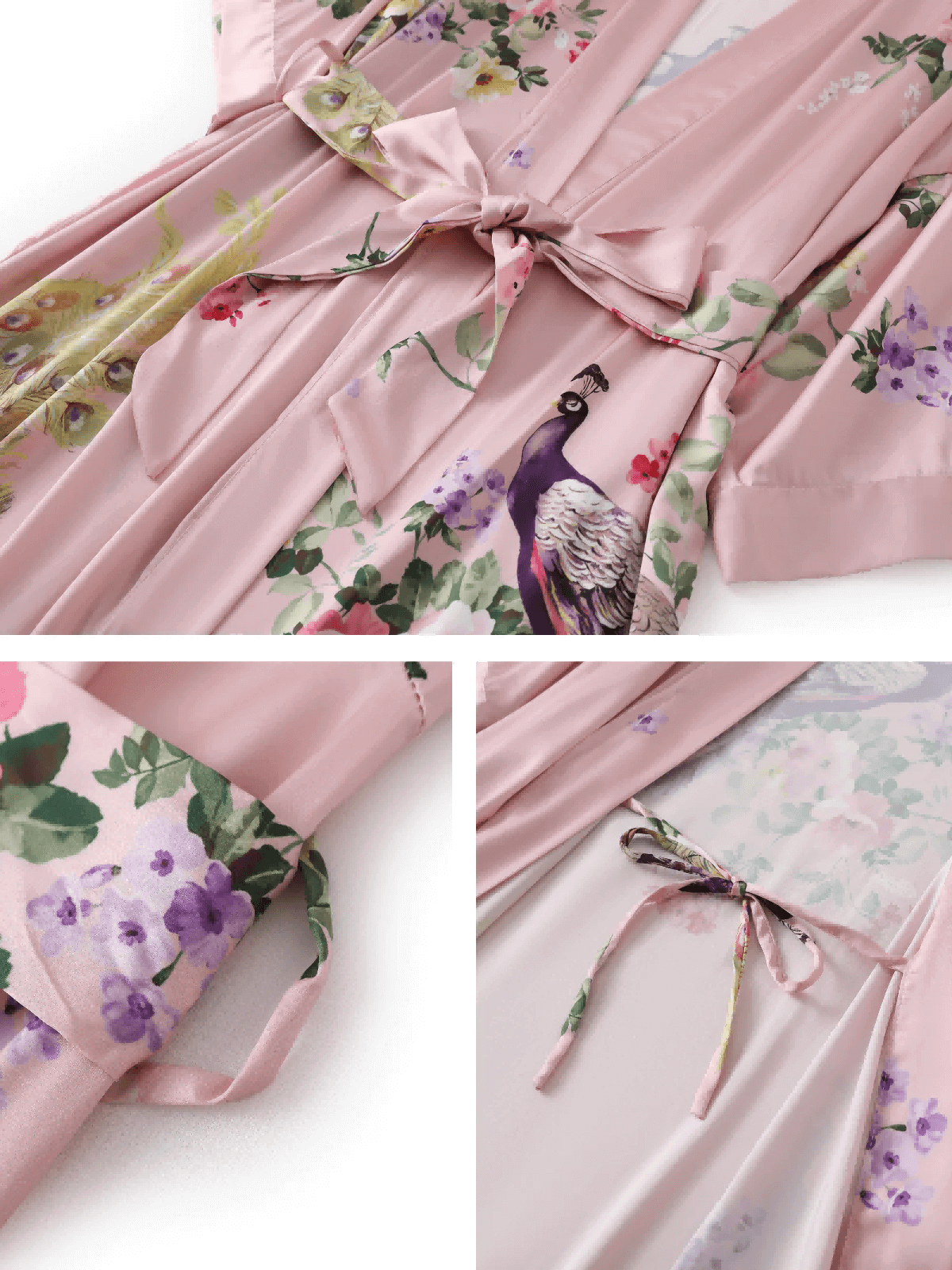 Ulivary Peacock Pink Kimono Robe