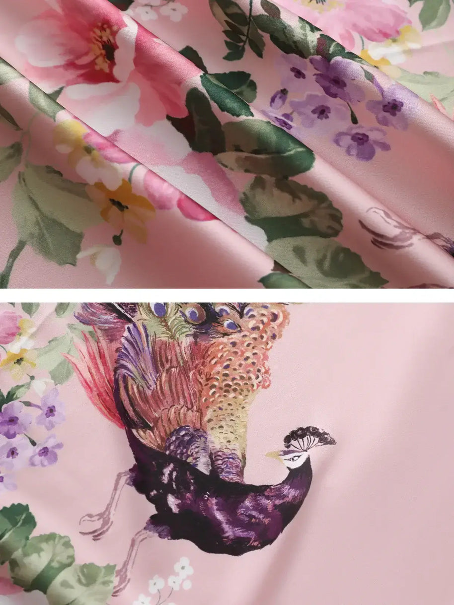 Ulivary Peacock Pink Kimono Robe