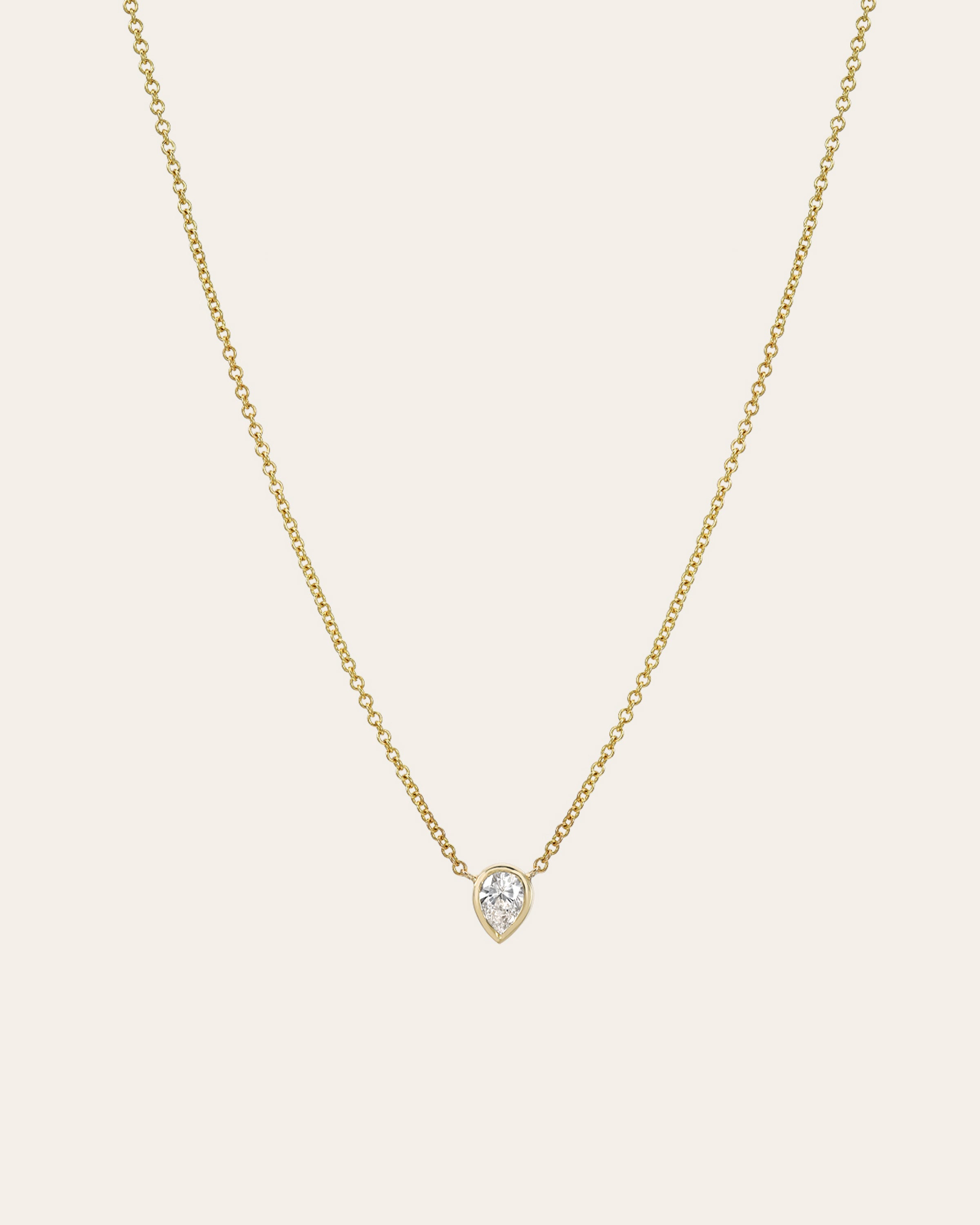 Zoe Lev Pear Diamond Bezel Necklace
