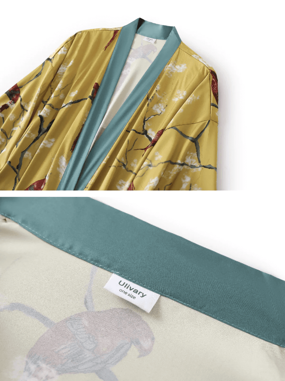 Ulivary Perched Bird Kimono Robe