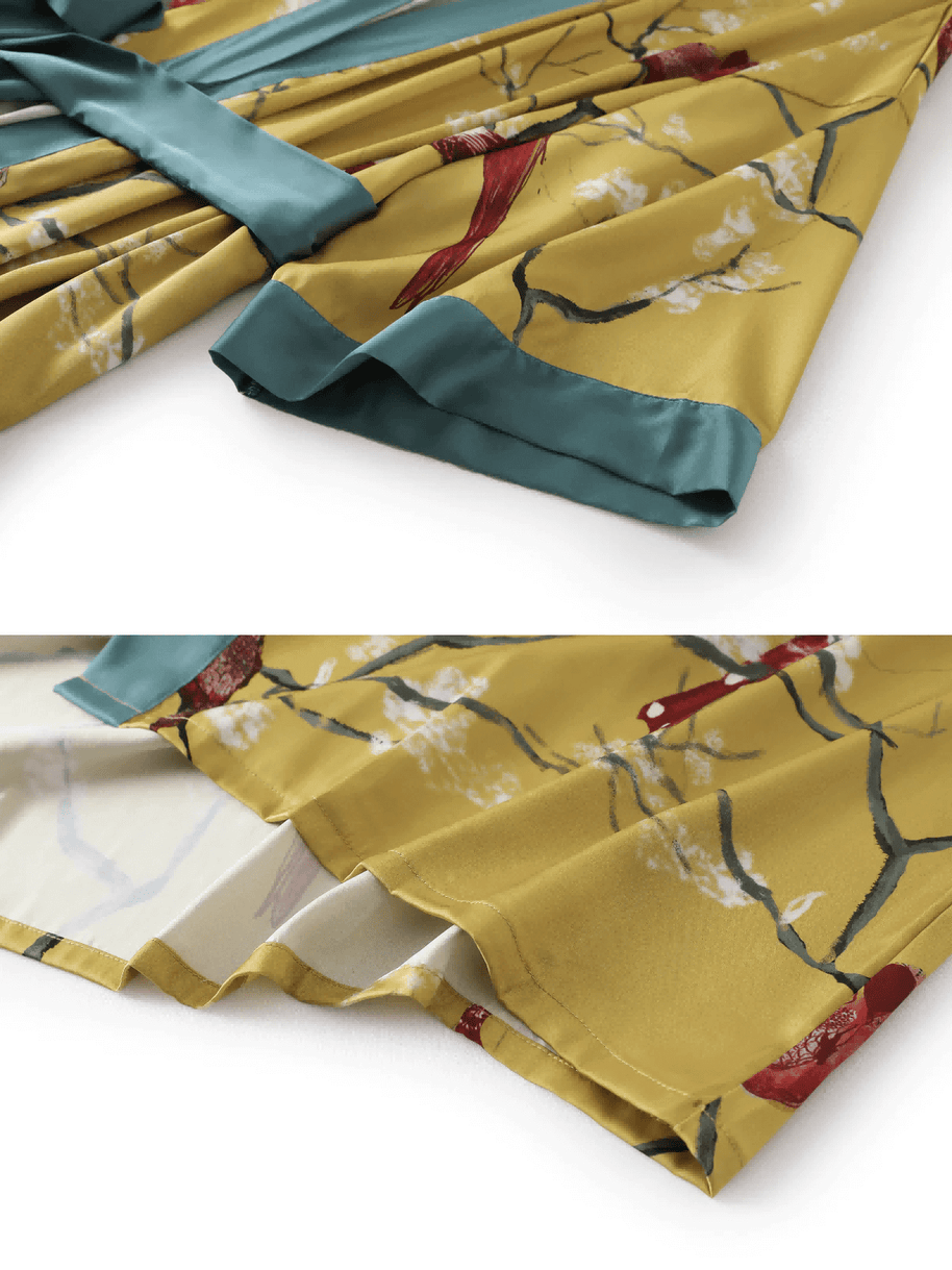 Ulivary Perched Bird Kimono Robe