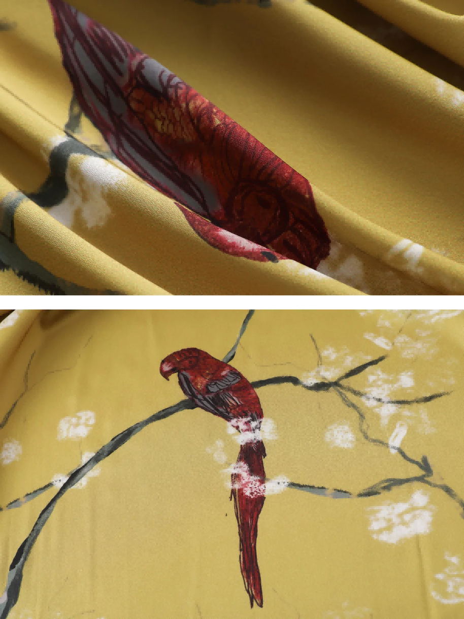 Ulivary Perched Bird Kimono Robe
