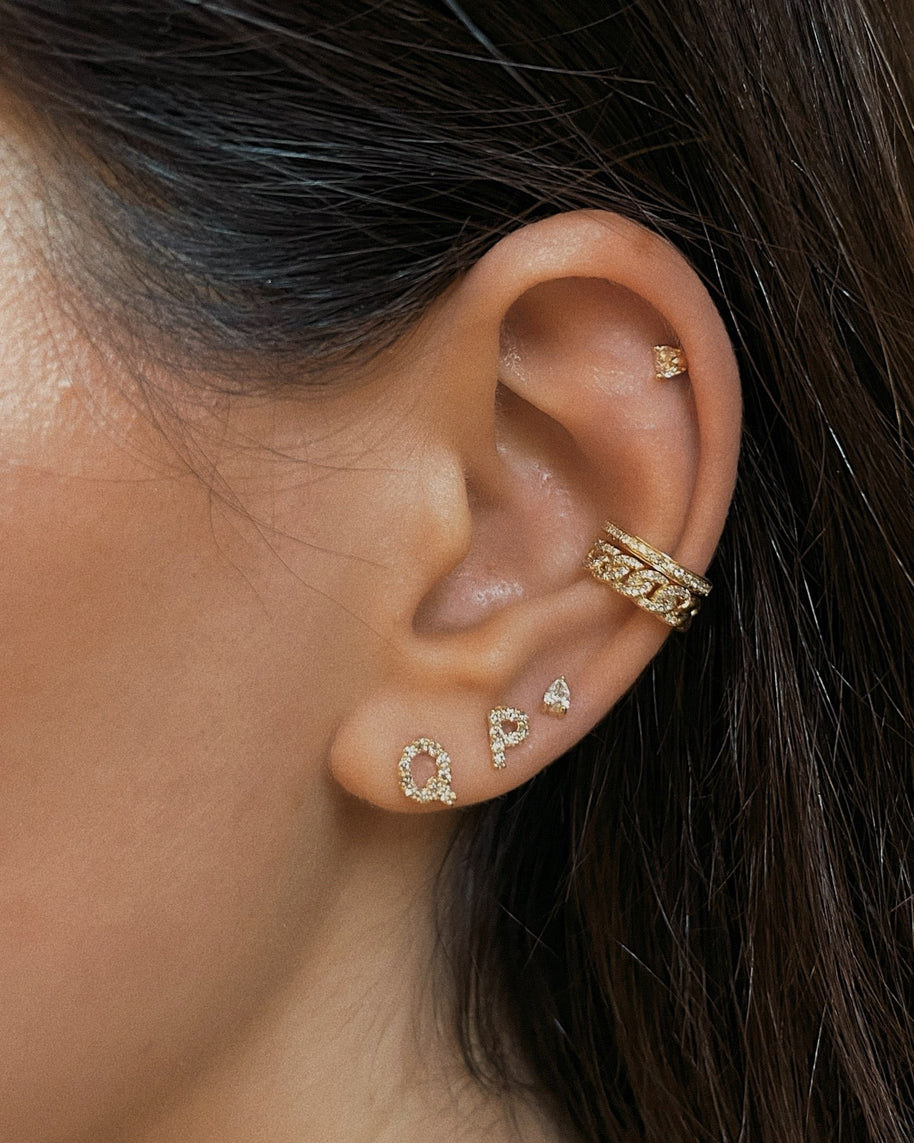 Zoe Lev 3 Prong Diamond Pear Stud Earrings