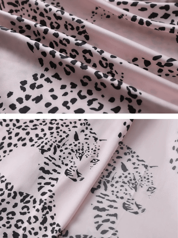 Ulivary Pink Leopard Kimono Robe