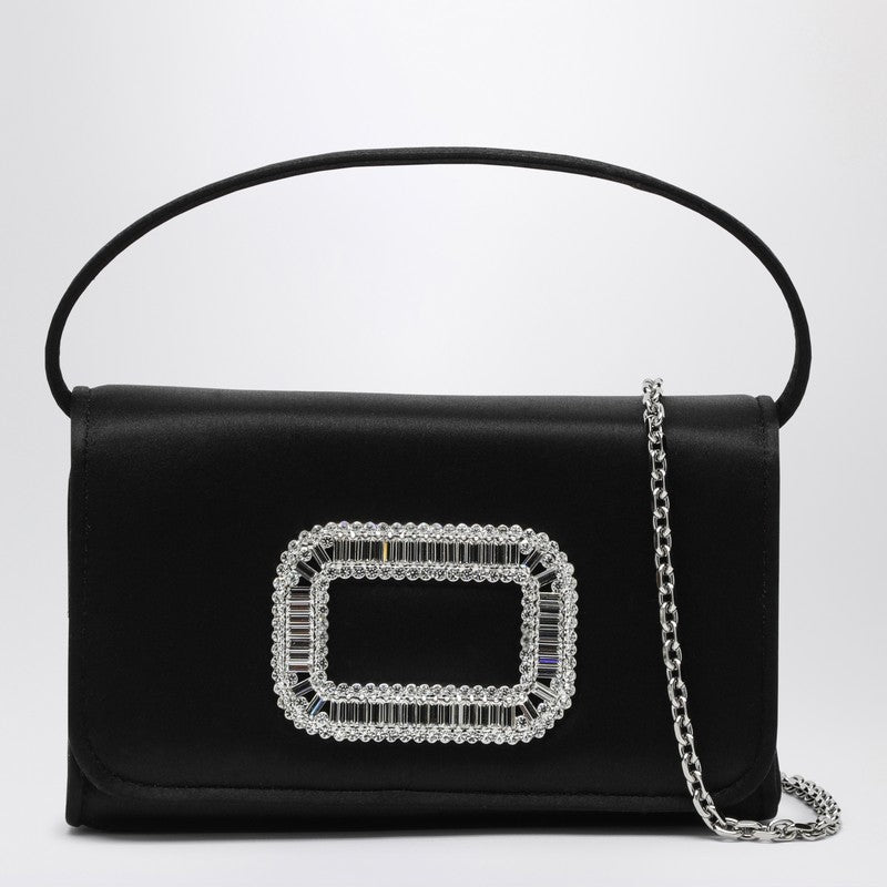 ROGER VIVIER Black Satin Micro Pilgrim Bag