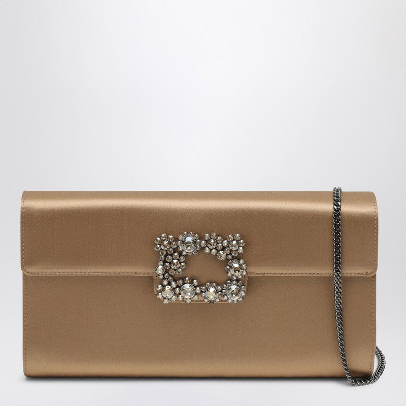 ROGER VIVIER Beige Satin Efflorescence Clutch Bag With Buckle