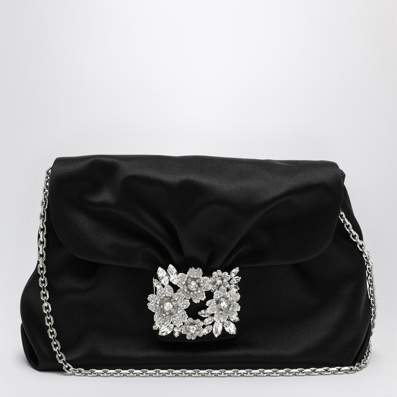 ROGER VIVIER Small Drapé Bag In Black Satin