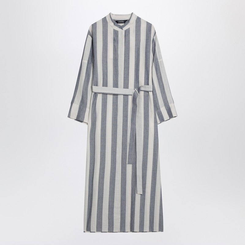 'S Max Mara RIMACO 白/青のストライプシャツドレス S Max Mara White/blue Striped Shirt Dress – Blush Lux