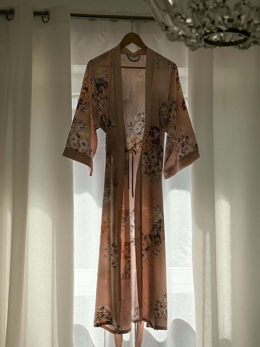 Ulivary Folding Fan Kimono Robe