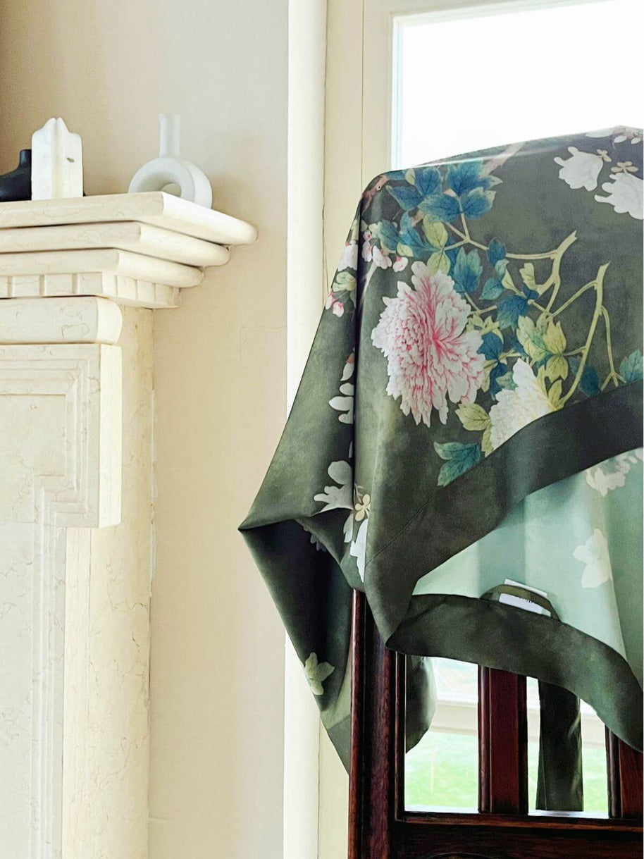 Ulivary Floral Olive Kimono Robe