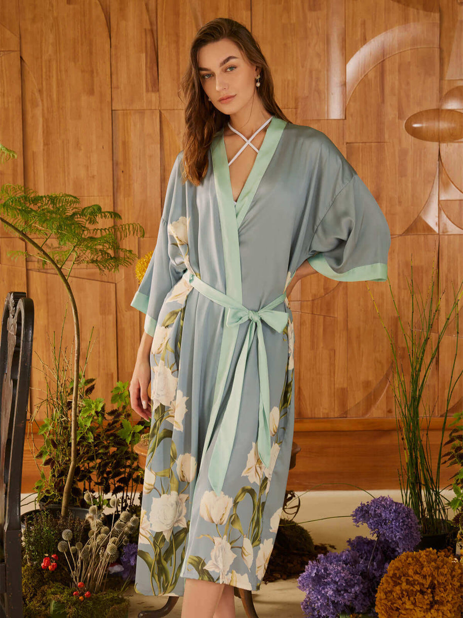 Ulivary Peony Floral Kimono Robe