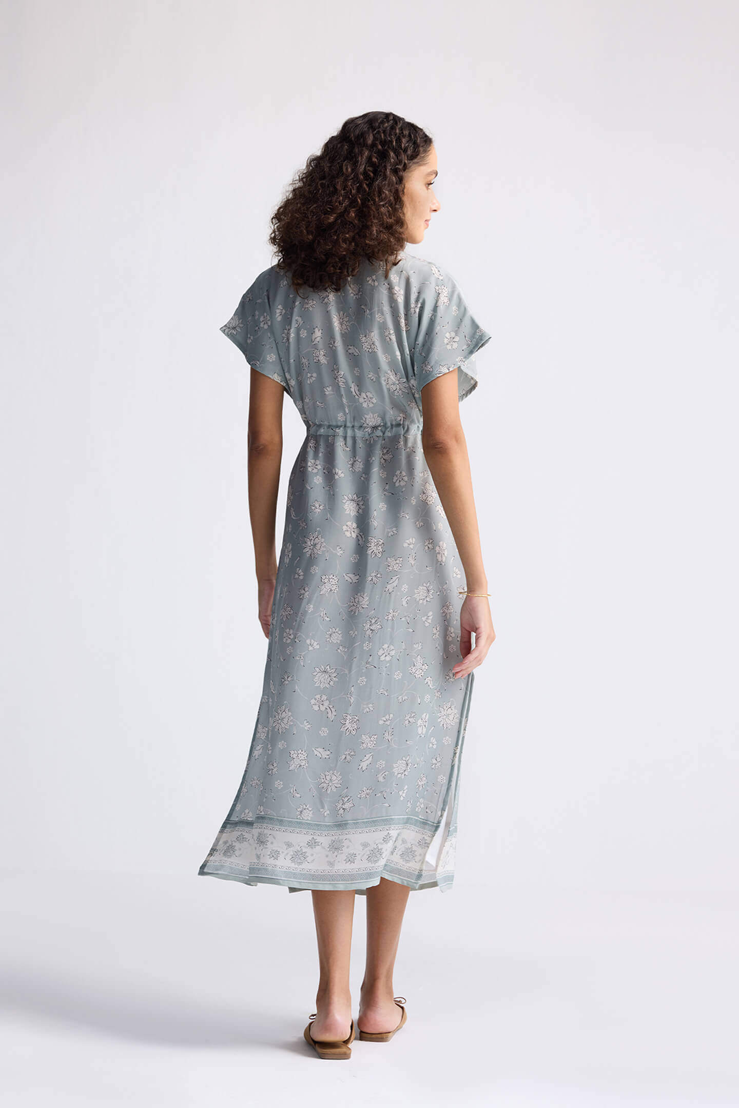 Reistor Gathered Maxi Dress in Sage Green