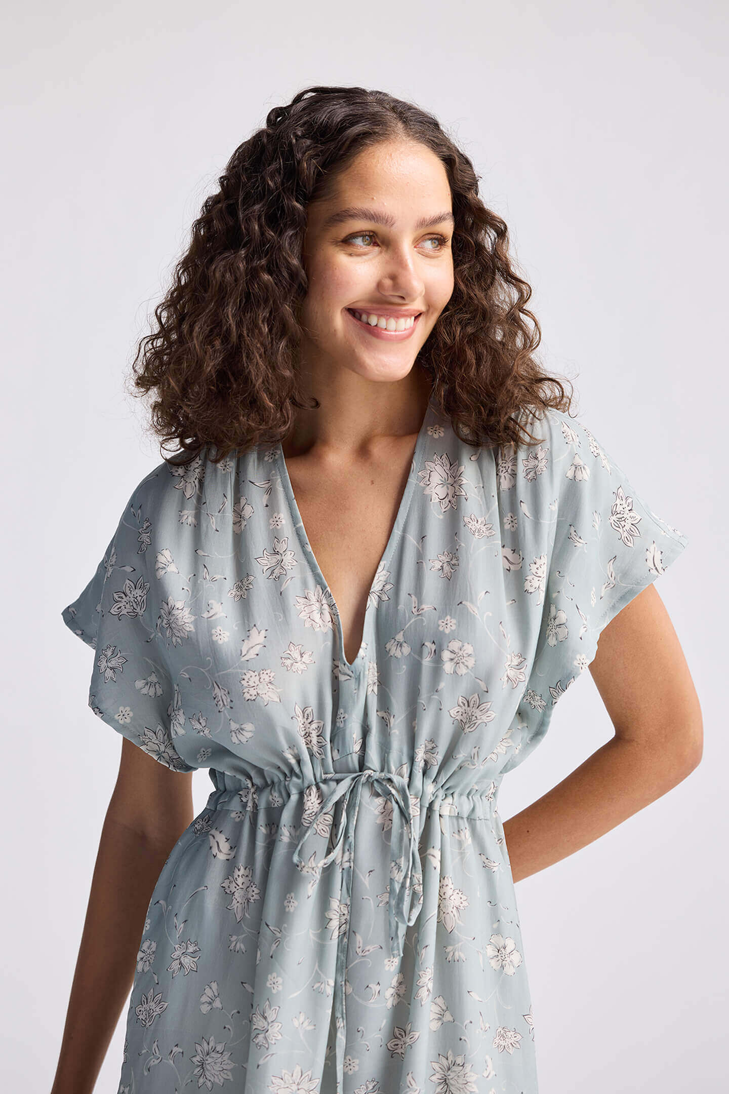 Reistor Gathered Maxi Dress in Sage Green