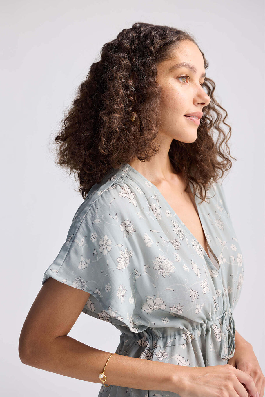 Reistor Gathered Maxi Dress in Sage Green
