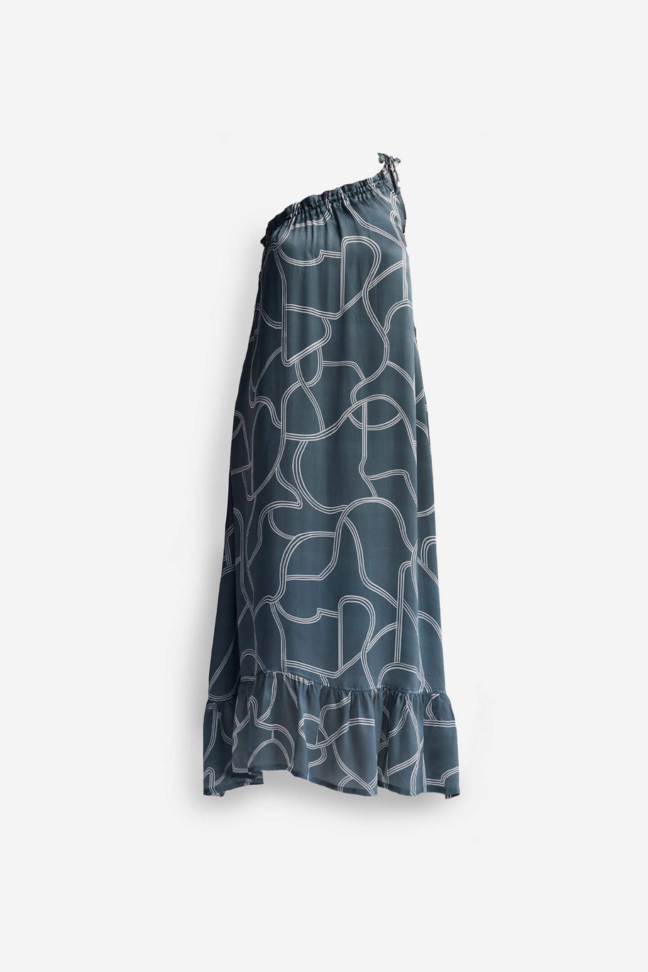 Reistor One Shoulder Maxi Dress in Abstract Stripes